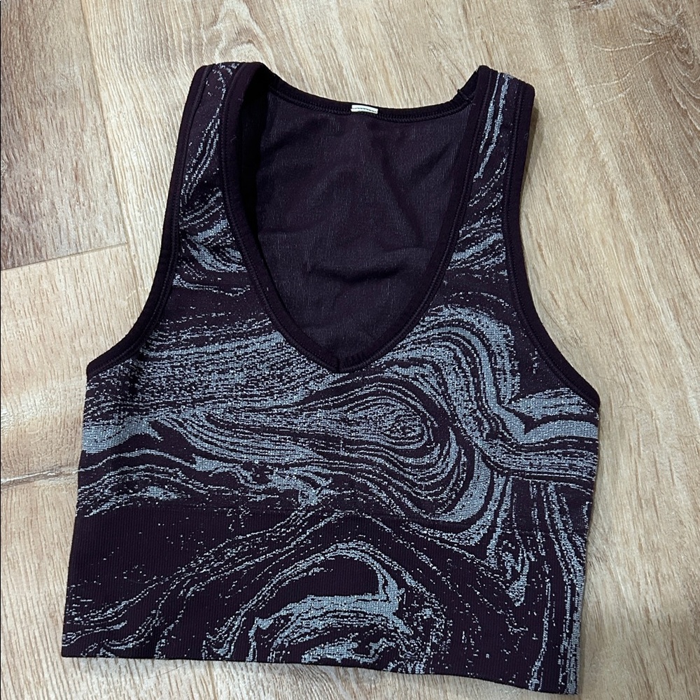 Purple and Silver Athleta Swirl Crop Top
